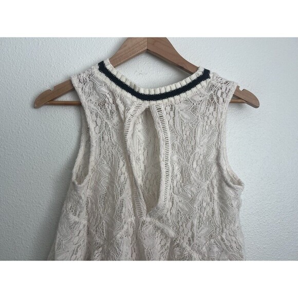 Free People Ivory Maisie Lace All Star Peplum Tank Flare Size XS Coquette Preppy - Picture 4 of 7